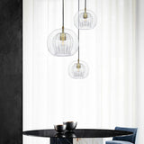 Modern Dining Room Clear Glass Globe Pendant Light Image - 11