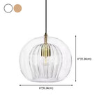 Modern Dining Room Clear Glass Globe Pendant Light #size