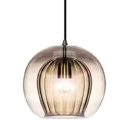 Modern Dining Room Clear Glass Globe Pendant Light Image - 2