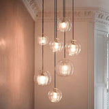 Modern Dining Room Clear Glass Globe Pendant Light Image - 6