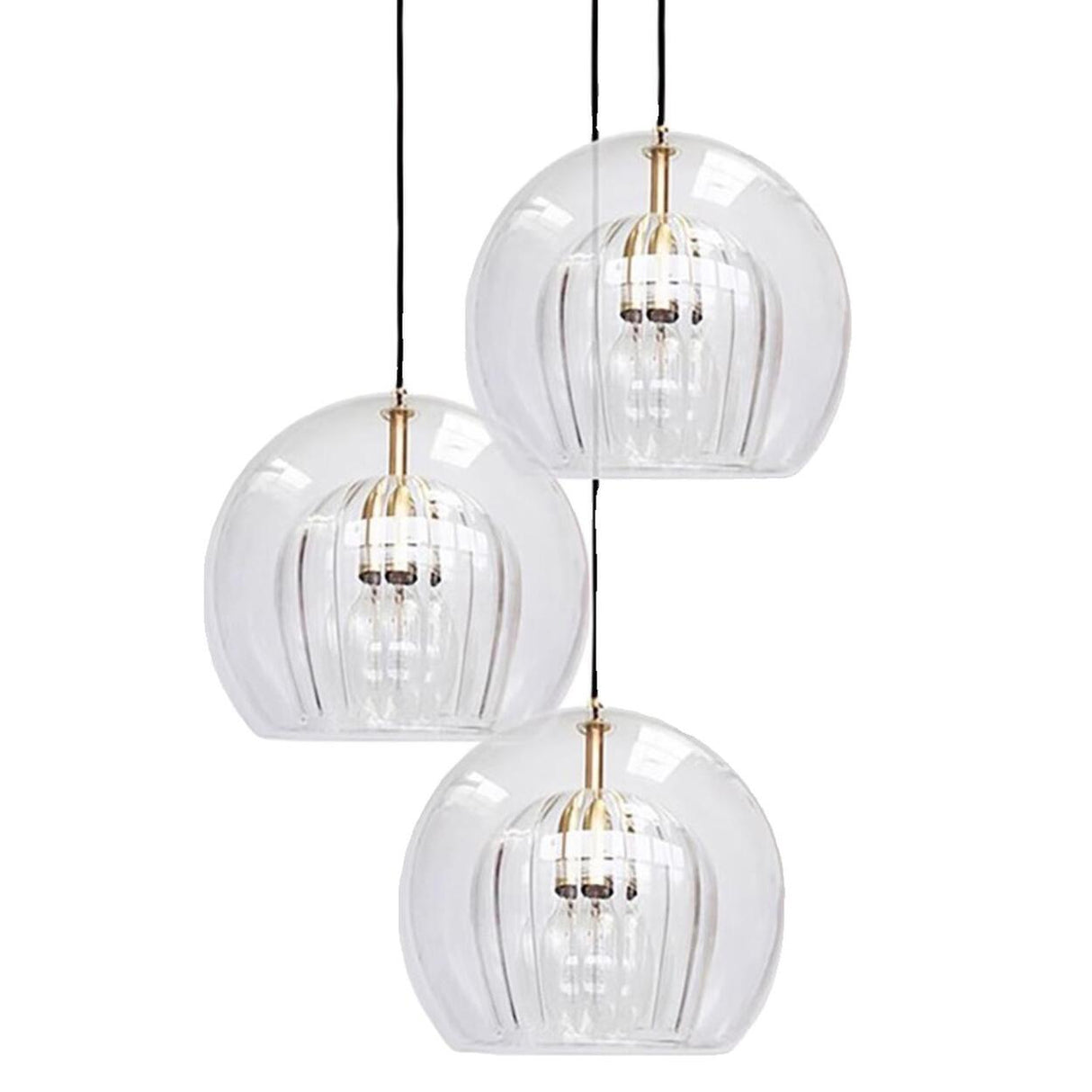 Modern Dining Room Clear Glass Globe Pendant Light Image - 7