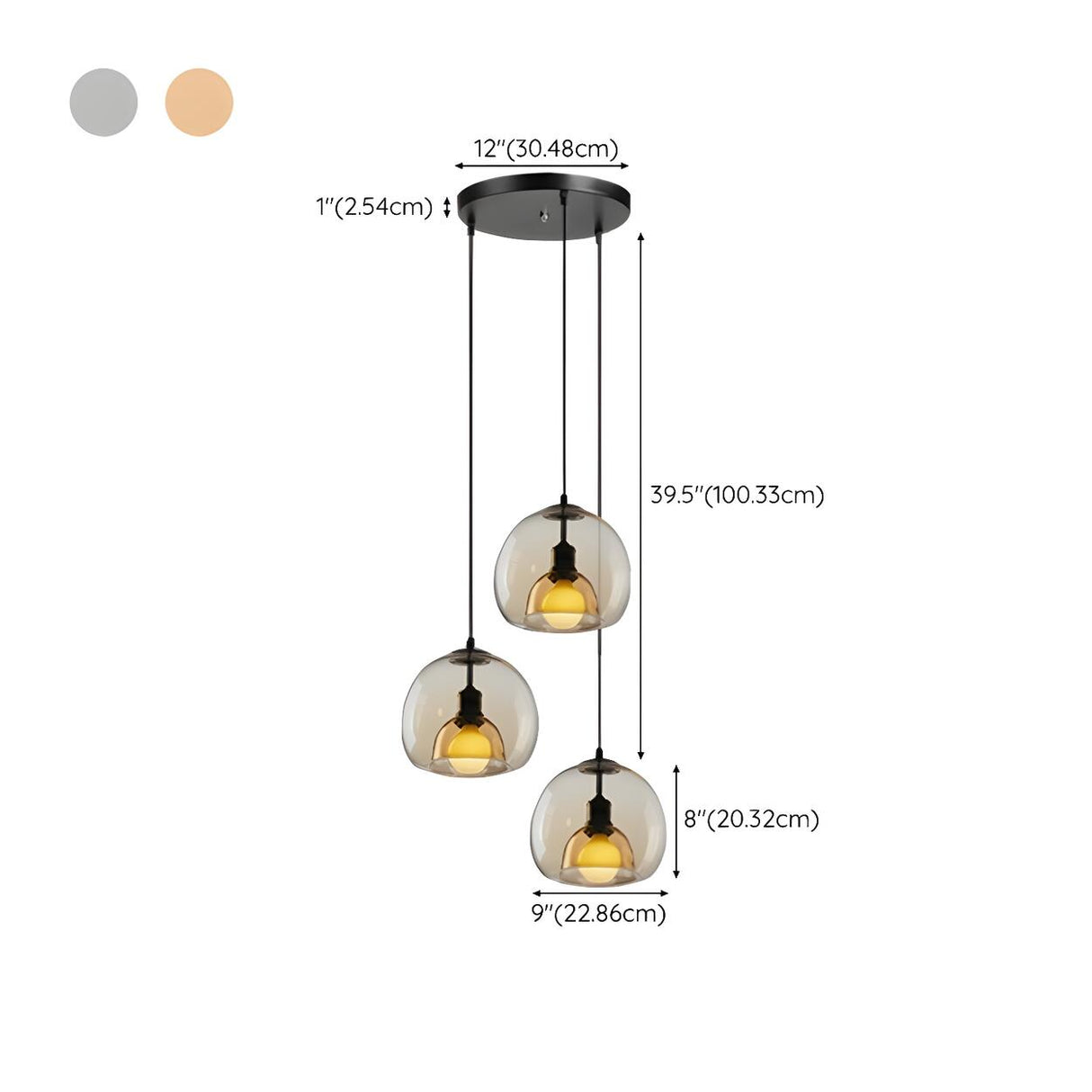 Modern Dining Room Clear Smoky Glass Globe Pendant Light Image - 13