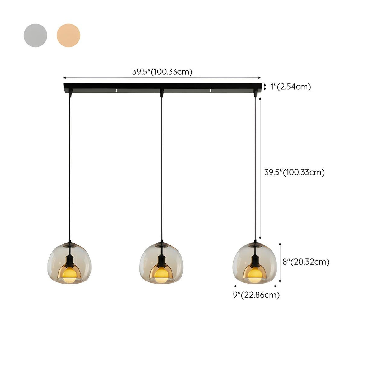 Modern Dining Room Clear Smoky Glass Globe Pendant Light Image - 14