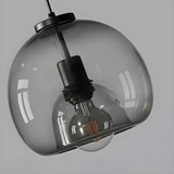 Modern Dining Room Clear Smoky Glass Globe Pendant Light Image - 6