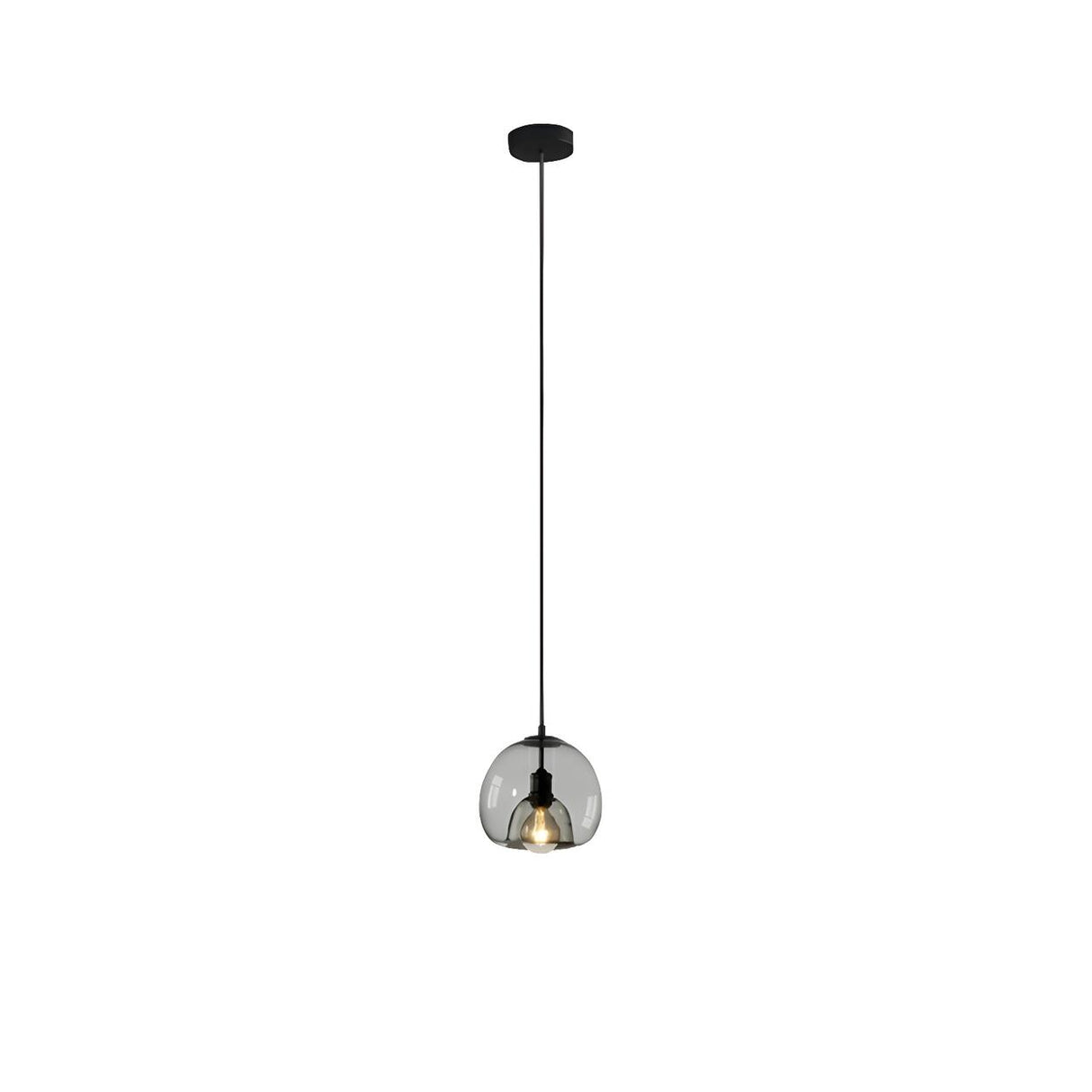 Modern Dining Room Clear Smoky Glass Globe Pendant Light Image - 7