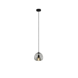 Modern Dining Room Clear Smoky Glass Globe Pendant Light Image - 7