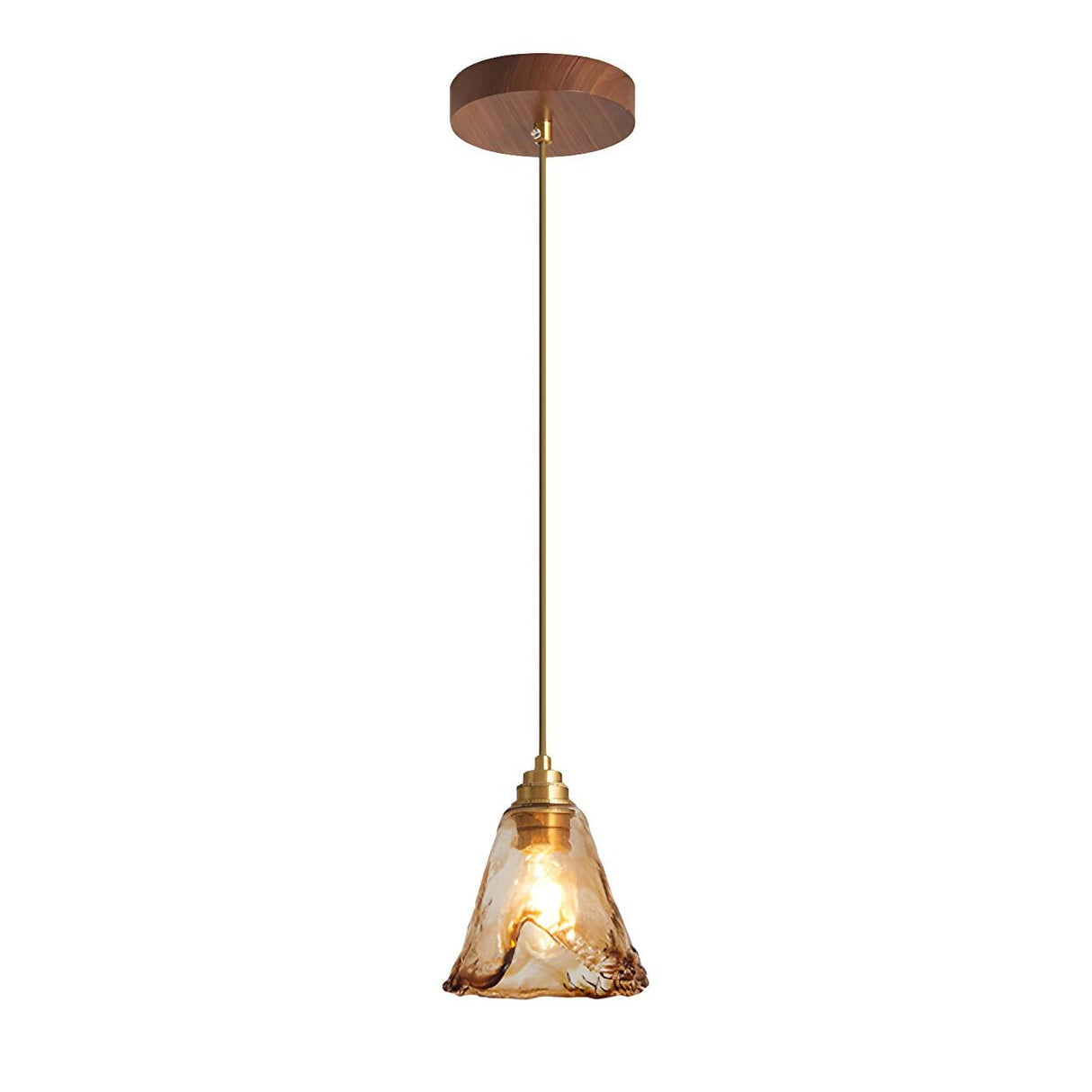 Modern Dining Room Cognac Cone Amber Glass Pendant Light Set Image - 10