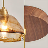 Modern Dining Room Cognac Cone Amber Glass Pendant Light Set Image - 13