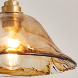 Modern Dining Room Cognac Cone Amber Glass Pendant Light Set Image - 15