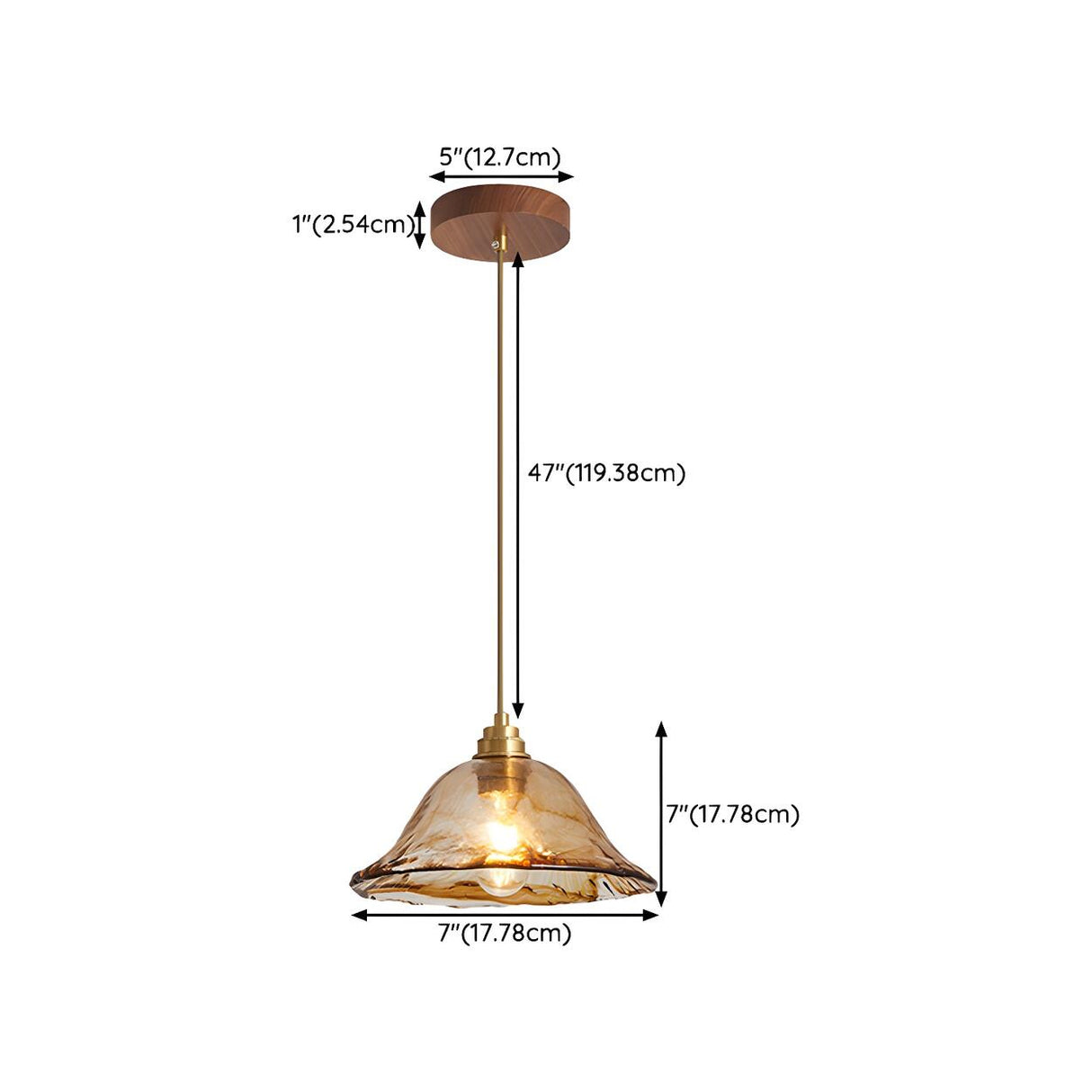 Modern Dining Room Cognac Cone Amber Glass Pendant Light Set 