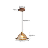 Modern Dining Room Cognac Cone Amber Glass Pendant Light Set #size