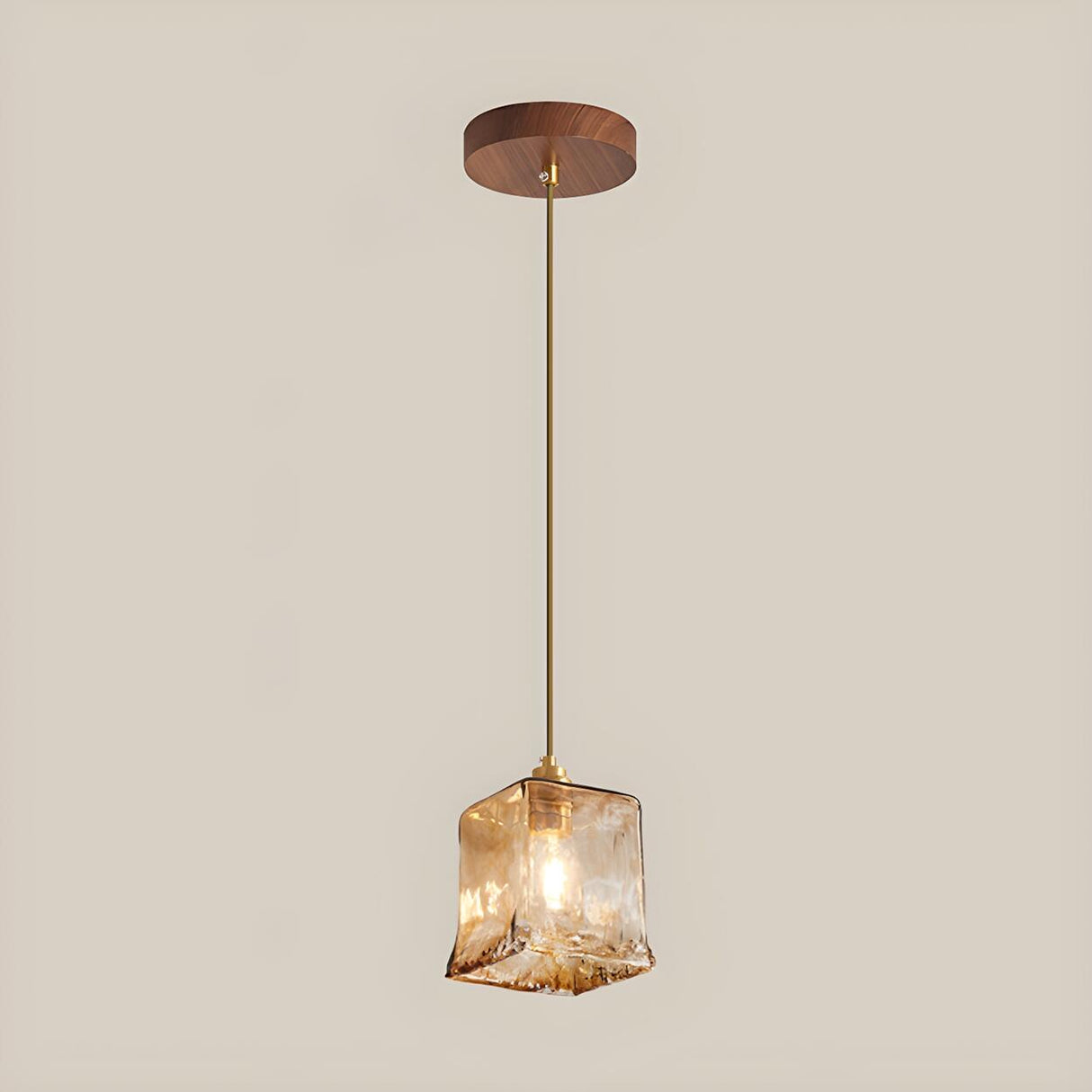 Modern Dining Room Cognac Cone Amber Glass Pendant Light Set Image - 4