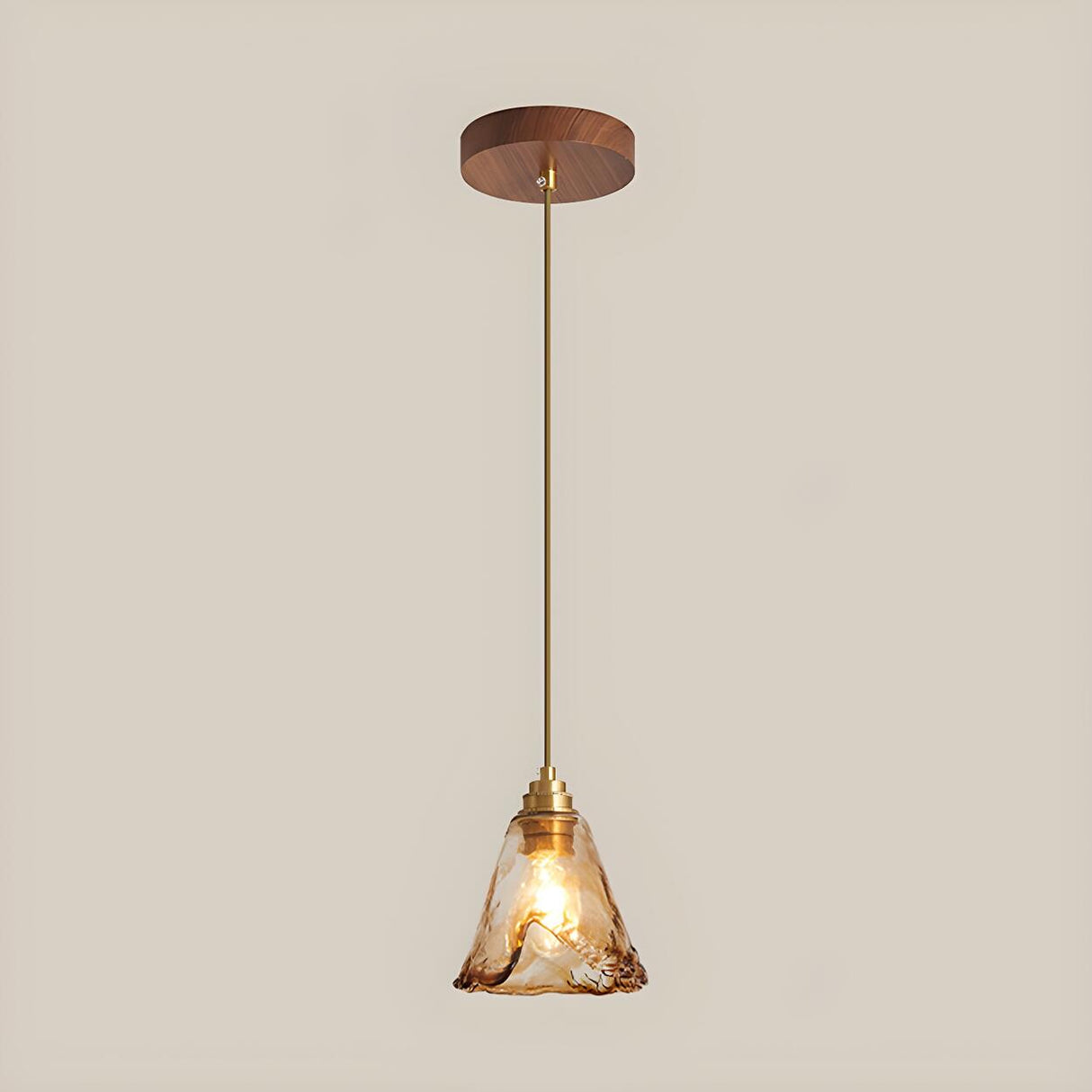 Modern Dining Room Cognac Cone Amber Glass Pendant Light Set Image - 5