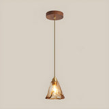 Modern Dining Room Cognac Cone Amber Glass Pendant Light Set Image - 5