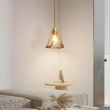 Modern Dining Room Cognac Cone Amber Glass Pendant Light Set Image - 6