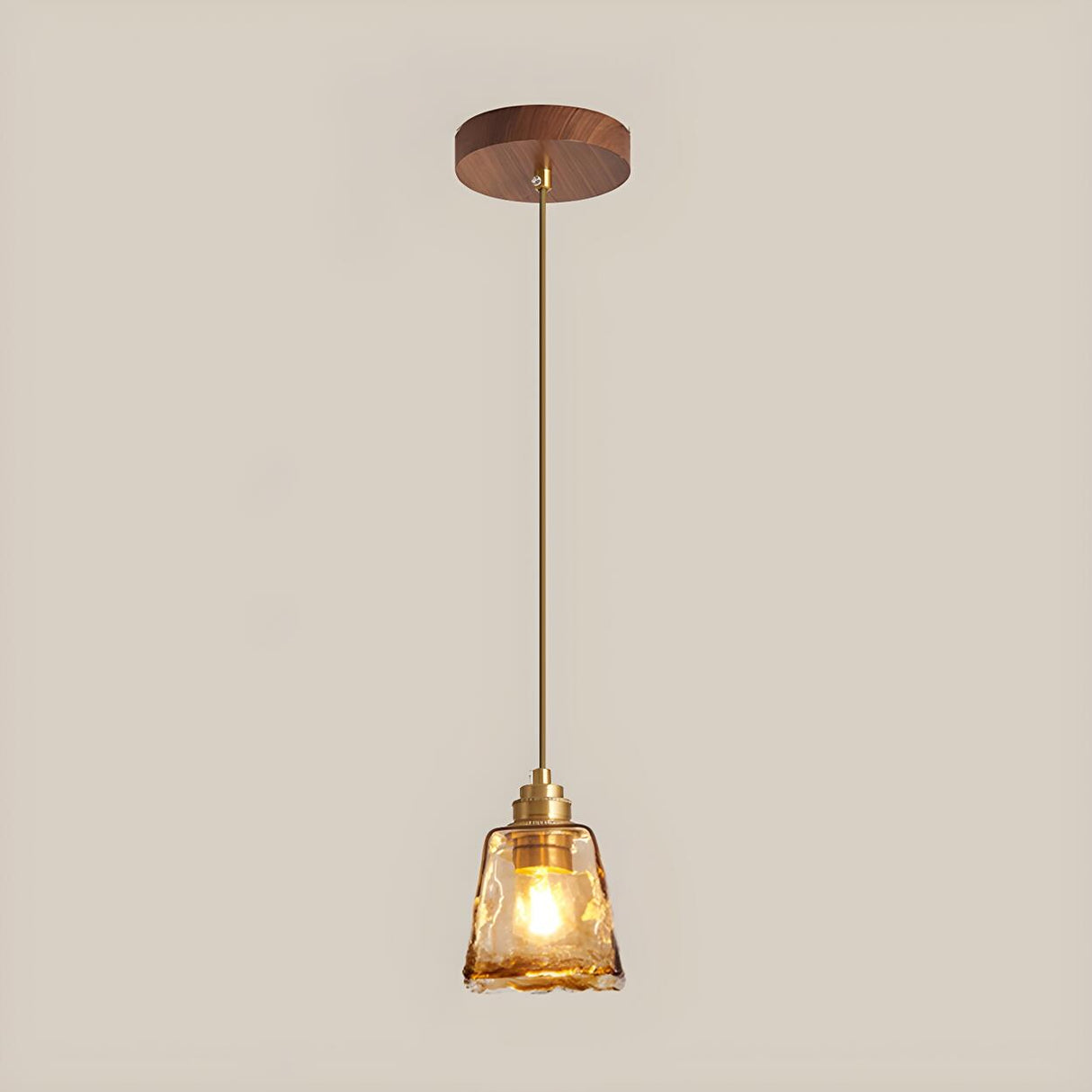 Modern Dining Room Cognac Cone Amber Glass Pendant Light Set Image - 9