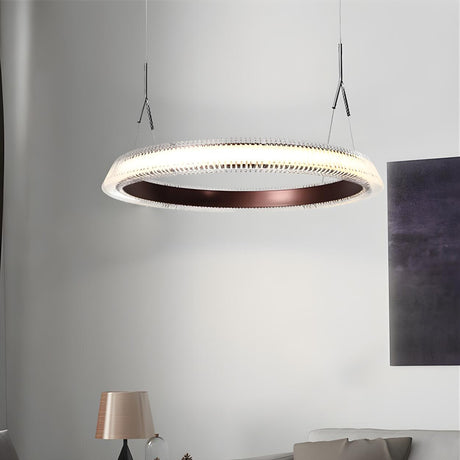 Modern Dining Room Crystal Circular LED Pendant Chandelier Image - 1