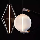 Modern Dining Room Geometric Clear Glass Pendant Light Set Image - 13