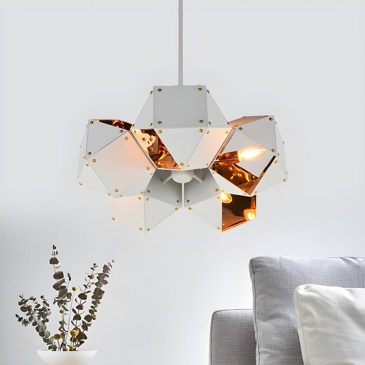 Modern Dining Room Geometric Multifaceted Pendant Chandelier Image - 22