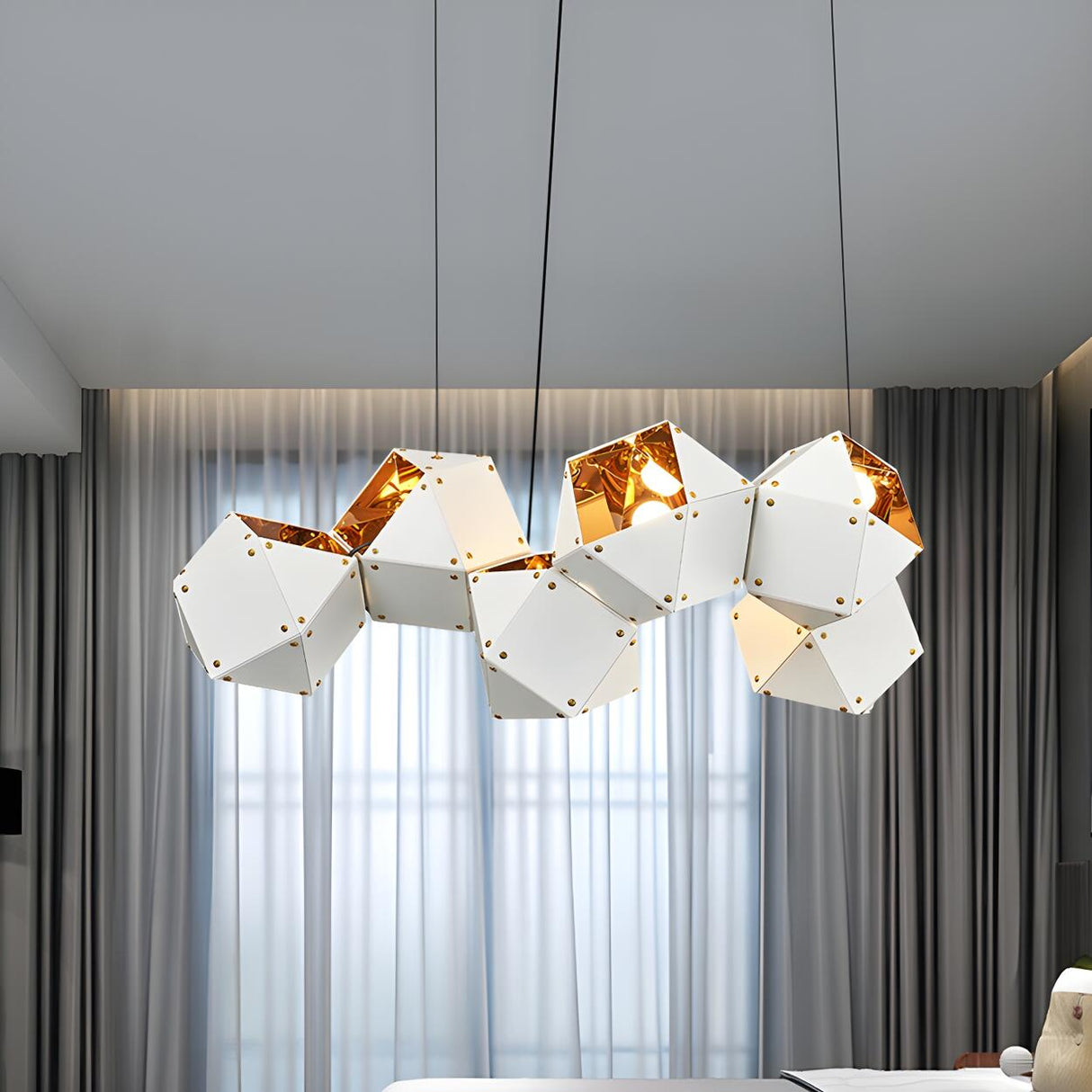 Modern Dining Room Geometric Multifaceted Pendant Chandelier Image - 30