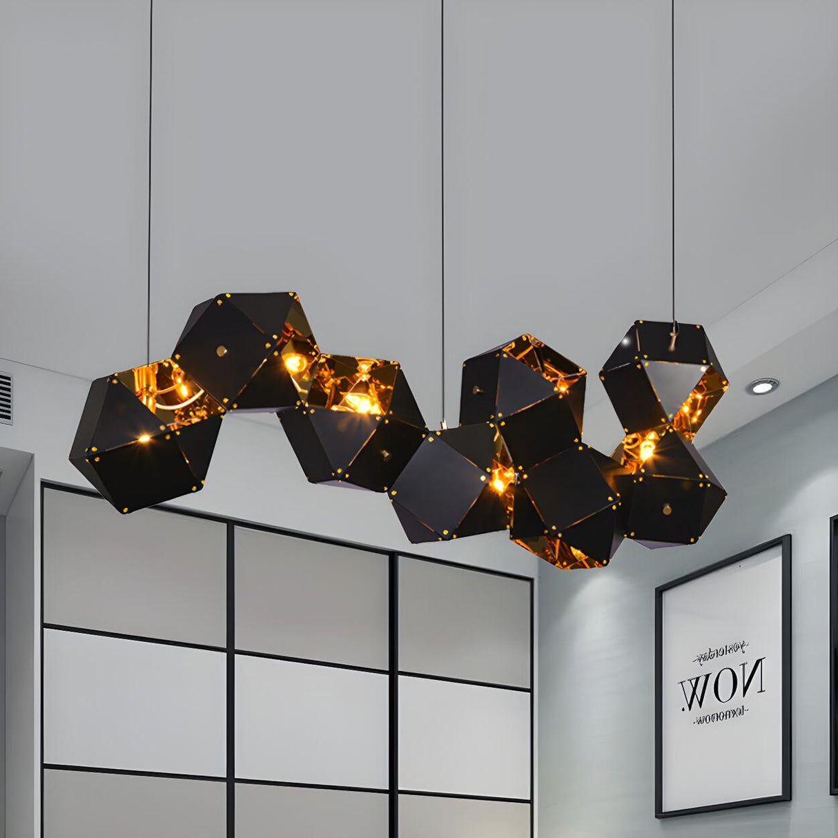 Modern Dining Room Geometric Multifaceted Pendant Chandelier Image - 33