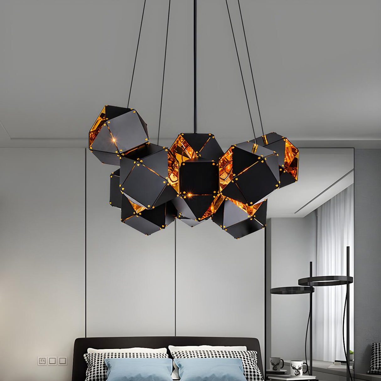 Modern Dining Room Geometric Multifaceted Pendant Chandelier Image - 38