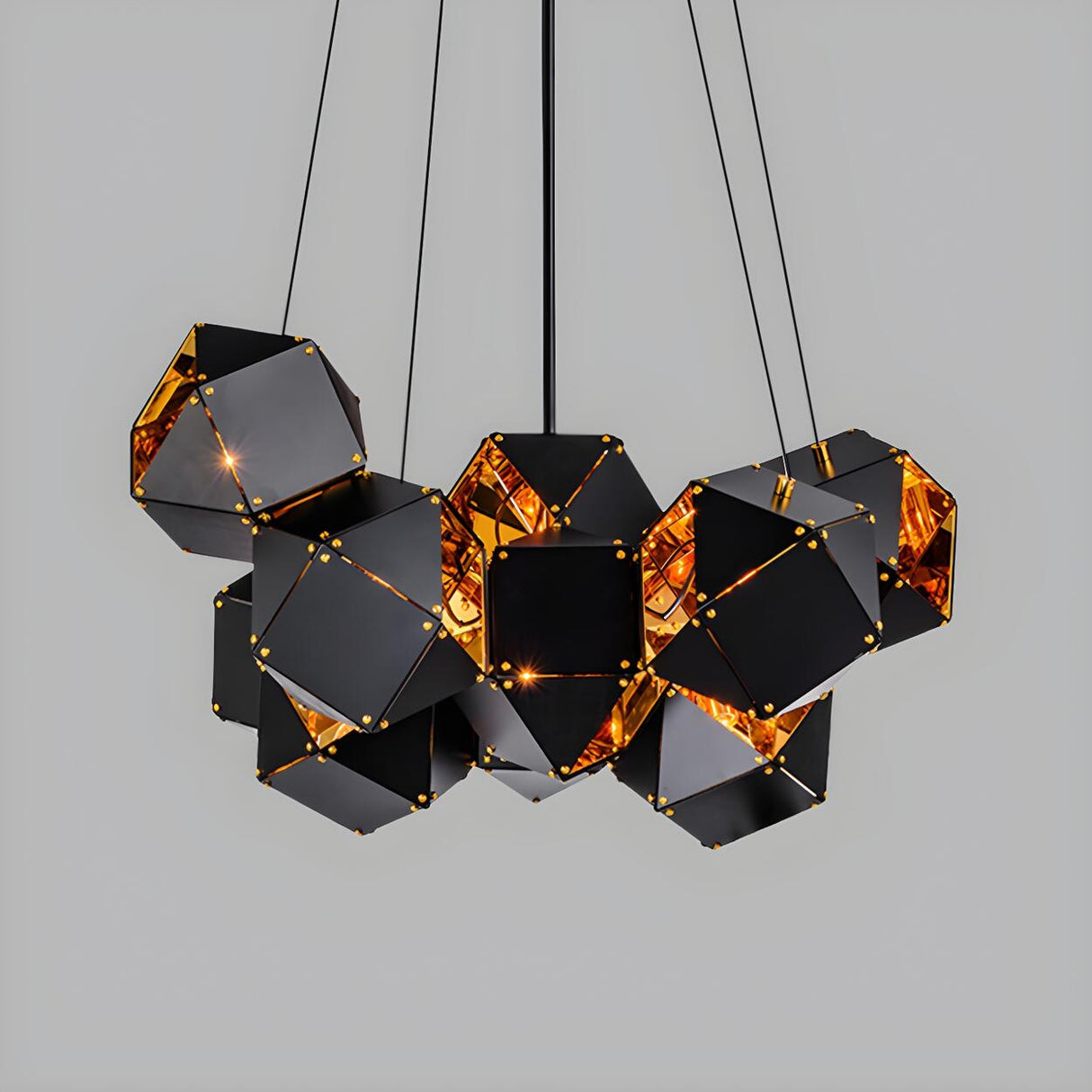 Modern Dining Room Geometric Multifaceted Pendant Chandelier Image - 40