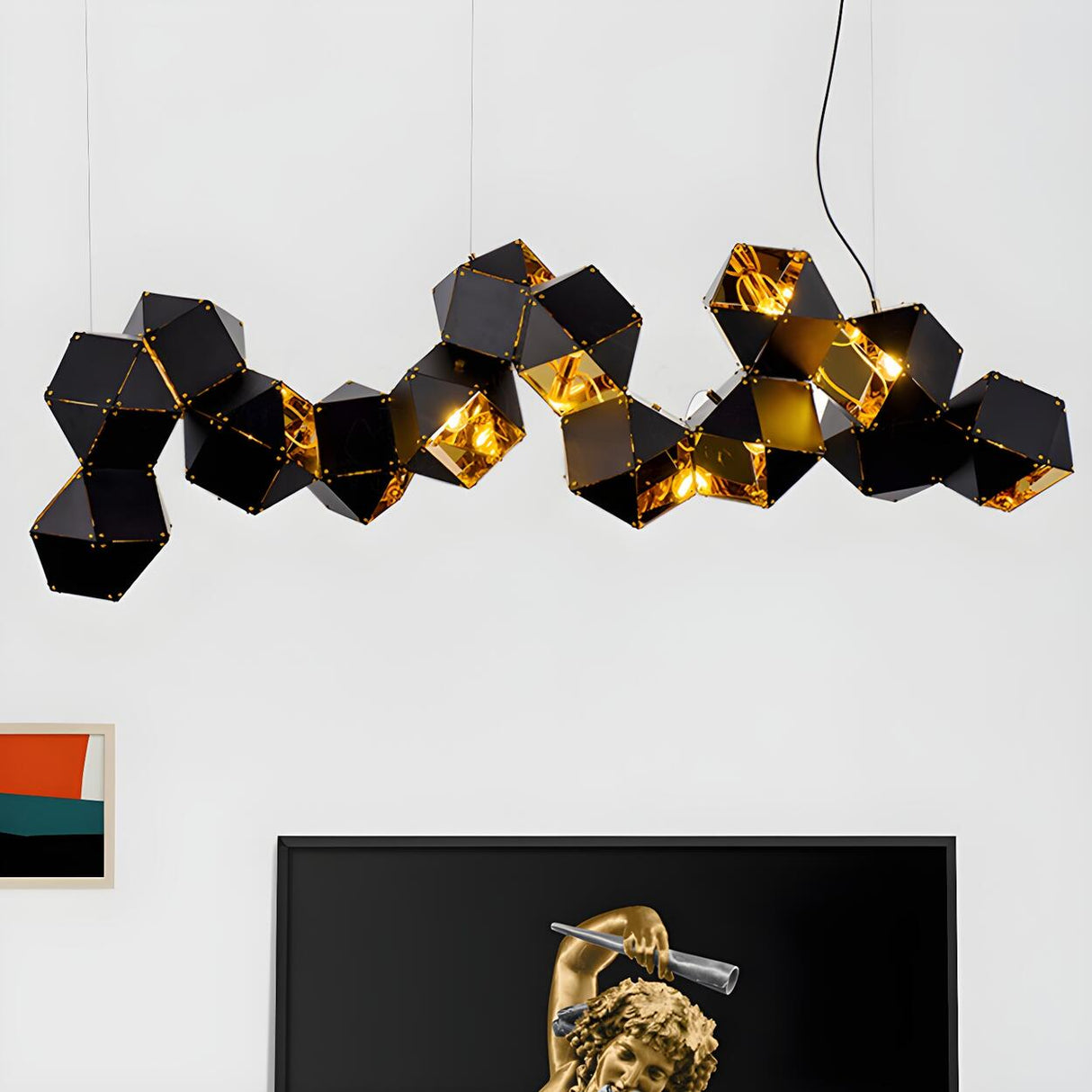 Modern Dining Room Geometric Multifaceted Pendant Chandelier Image - 49