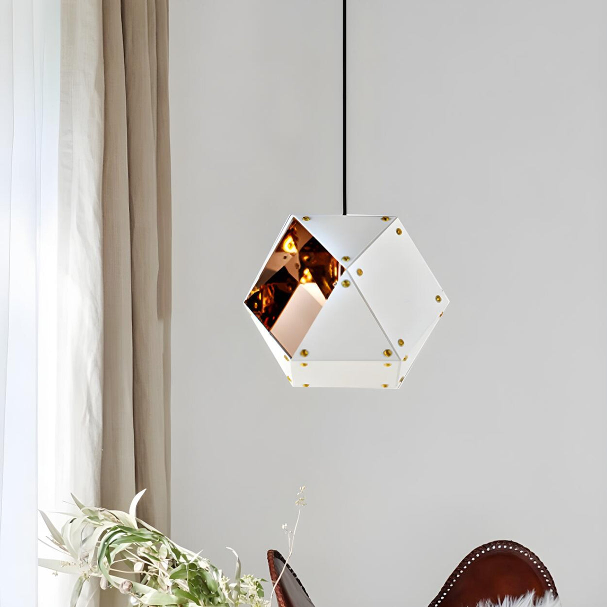 Modern Dining Room Geometric Multifaceted Pendant Chandelier Image - 6