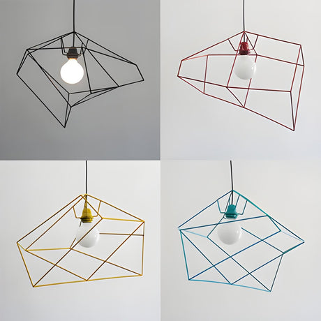 Modern Dining Room Geometric Wire Multi-Color Pendant Light Image - 1