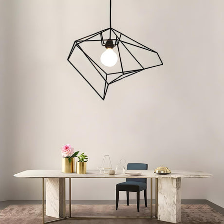 Modern Dining Room Geometric Wire Multi-Color Pendant Light Image - 2