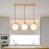 Modern Dining Room Globe White Glass Pendant Light Image - 3