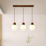 Modern Dining Room Globe White Glass Pendant Light Image - 4