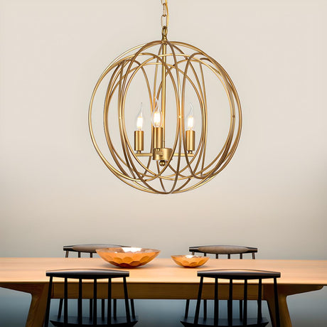 Modern Dining Room Gold Candelabra Orb Pendant Chandelier Image - 1