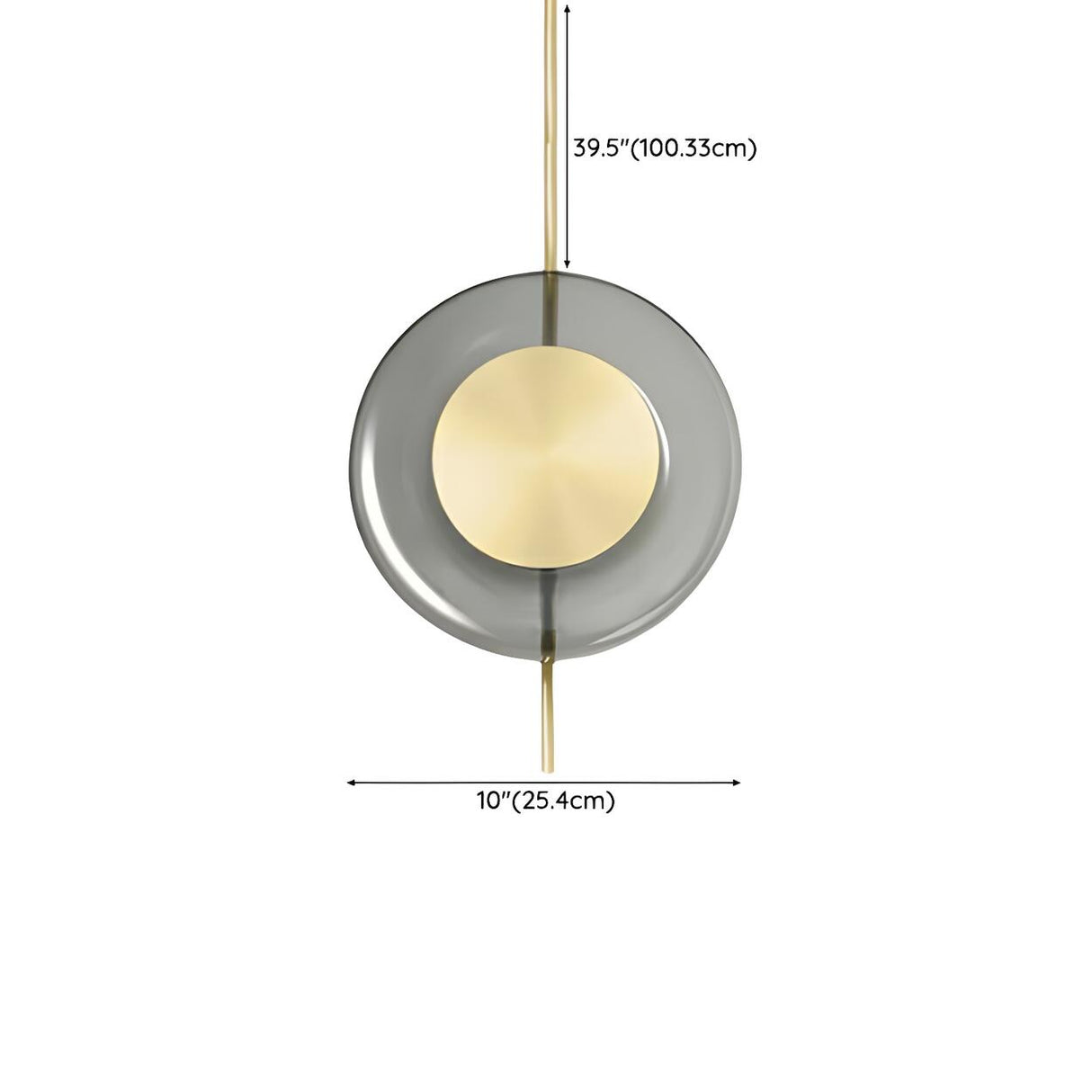 Modern Dining Room Gold Disc Smoke Grey Glass Pendant Light 