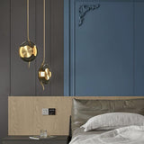 Modern Dining Room Gold Disc Smoke Grey Glass Pendant Light Image - 3