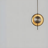 Modern Dining Room Gold Disc Smoke Grey Glass Pendant Light Image - 7