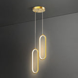 Modern Dining Room Gold Dual Oval LED Pendant Light Image - 10