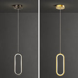 Modern Dining Room Gold Dual Oval LED Pendant Light Image - 13