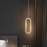 Modern Dining Room Gold Dual Oval LED Pendant Light Image - 19