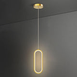 Modern Dining Room Gold Dual Oval LED Pendant Light Image - 6