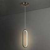 Modern Dining Room Gold Dual Oval LED Pendant Light Image - 8