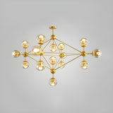 Modern Dining Room Gold Frame Glass Globe Chandelier Image - 10