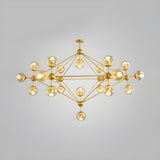 Modern Dining Room Gold Frame Glass Globe Chandelier Image - 11