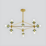 Modern Dining Room Gold Frame Glass Globe Chandelier Image - 3