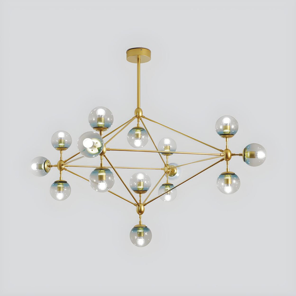 Modern Dining Room Gold Frame Glass Globe Chandelier Image - 4