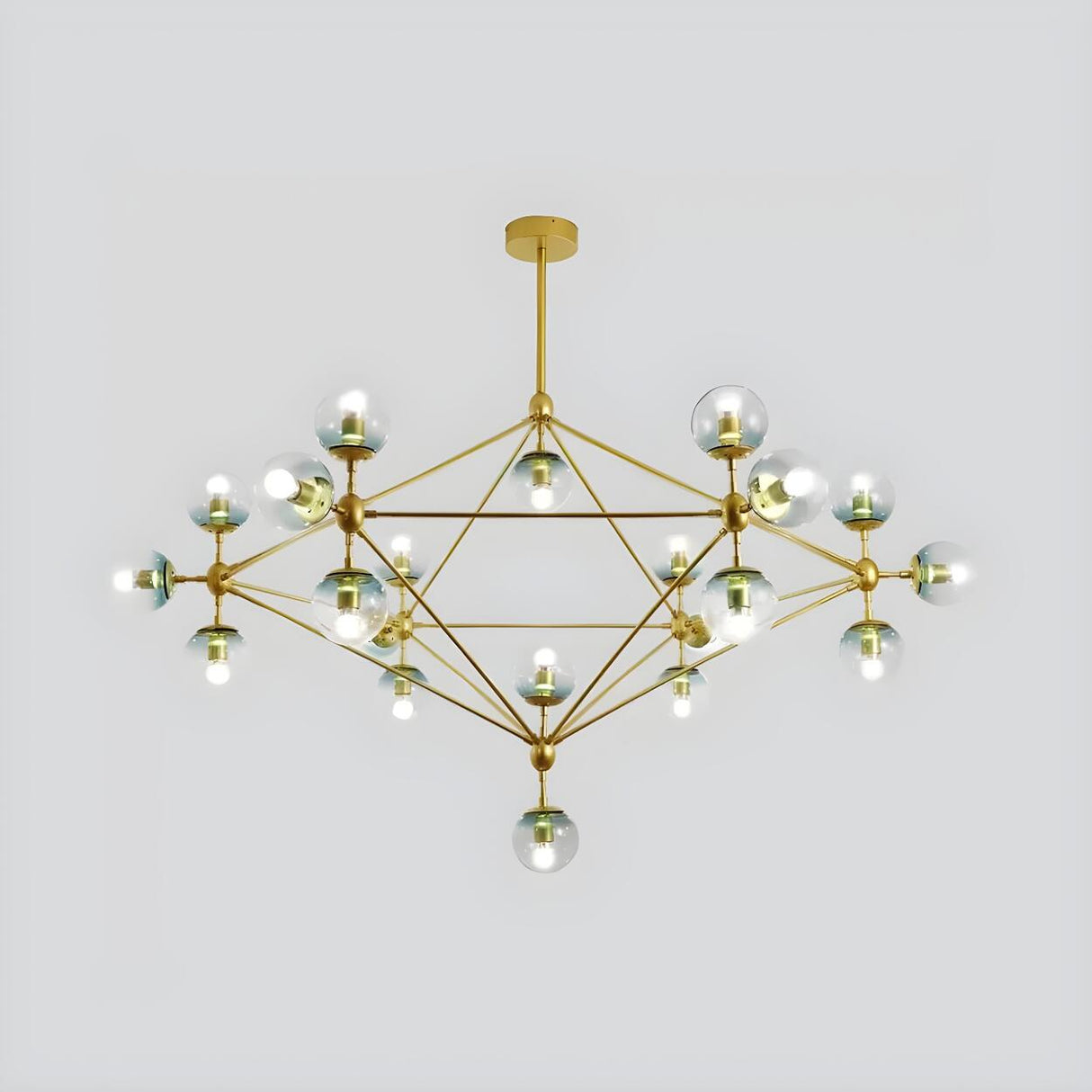 Modern Dining Room Gold Frame Glass Globe Chandelier Image - 7