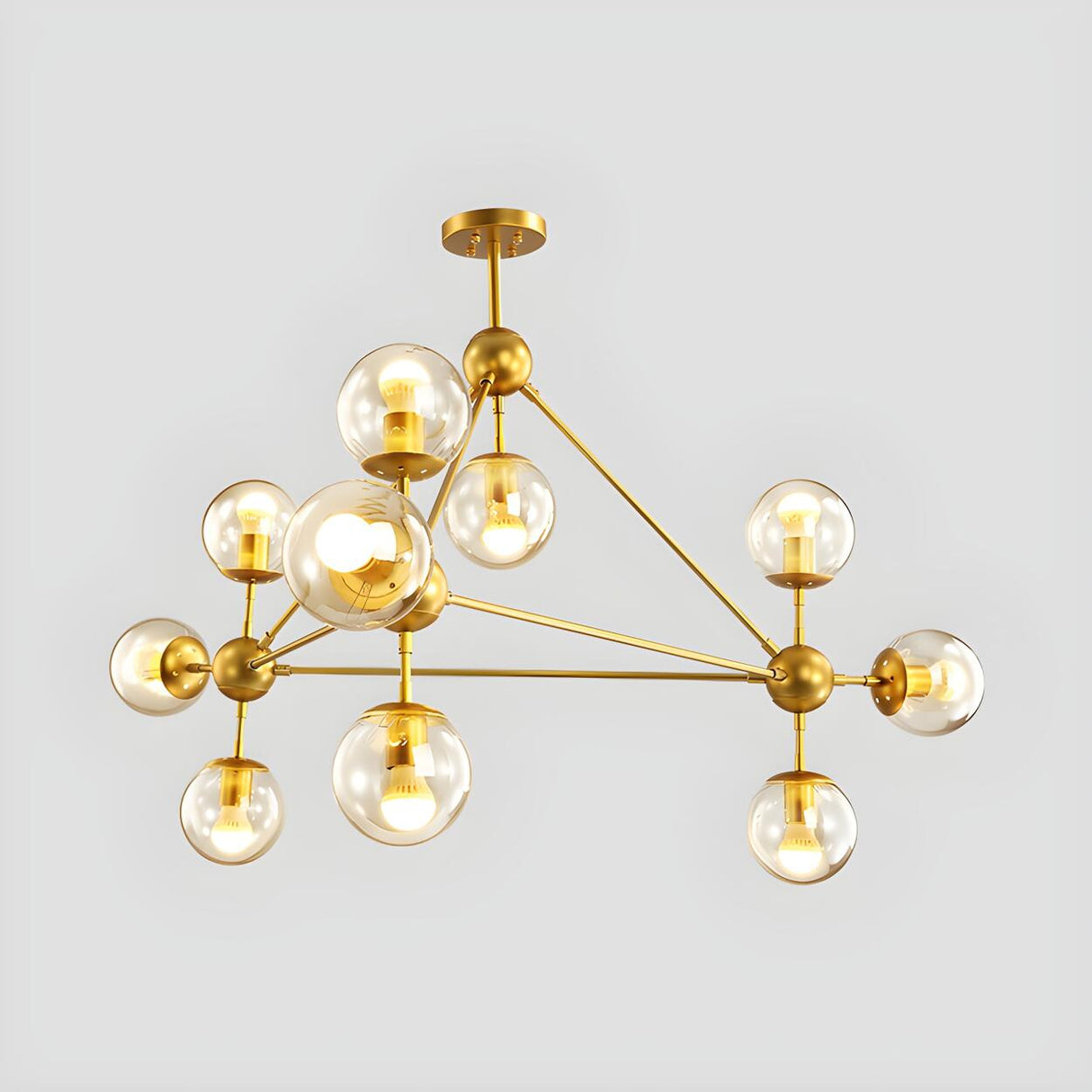 Modern Dining Room Gold Frame Glass Globe Chandelier Image - 9