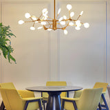 Modern Dining Room Gold Iron Tree Twig Branching Chandelier Image - 1