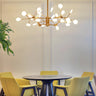 Modern Dining Room Gold Iron Tree Twig Branching Chandelier Image - 1